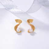 Freshwater Cultured Pearls Stud Earrings for Women Girls C,S,V Letter Shape