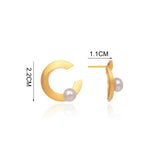 Freshwater Cultured Pearls Stud Earrings for Women Girls C,S,V Letter Shape