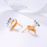 Freshwater Cultured Pearls Stud Earrings for Women Girls C,S,V Letter Shape
