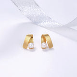 Freshwater Cultured Pearls Stud Earrings for Women Girls C,S,V Letter Shape
