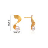 Freshwater Cultured Pearls Stud Earrings for Women Girls C,S,V Letter Shape