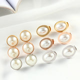 Geometric Pearl Earrings Stainless Steel Stud Charm Jewelry