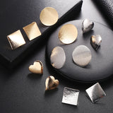 Geometric Punk Heart Shape Clip Earrings for Women