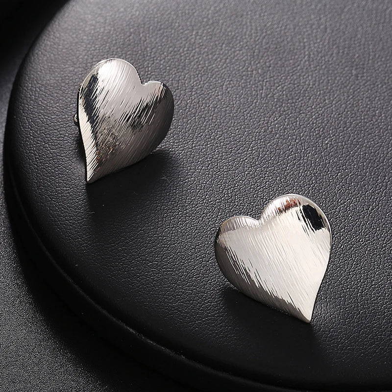 Geometric Punk Heart Shape Clip Earrings for Women