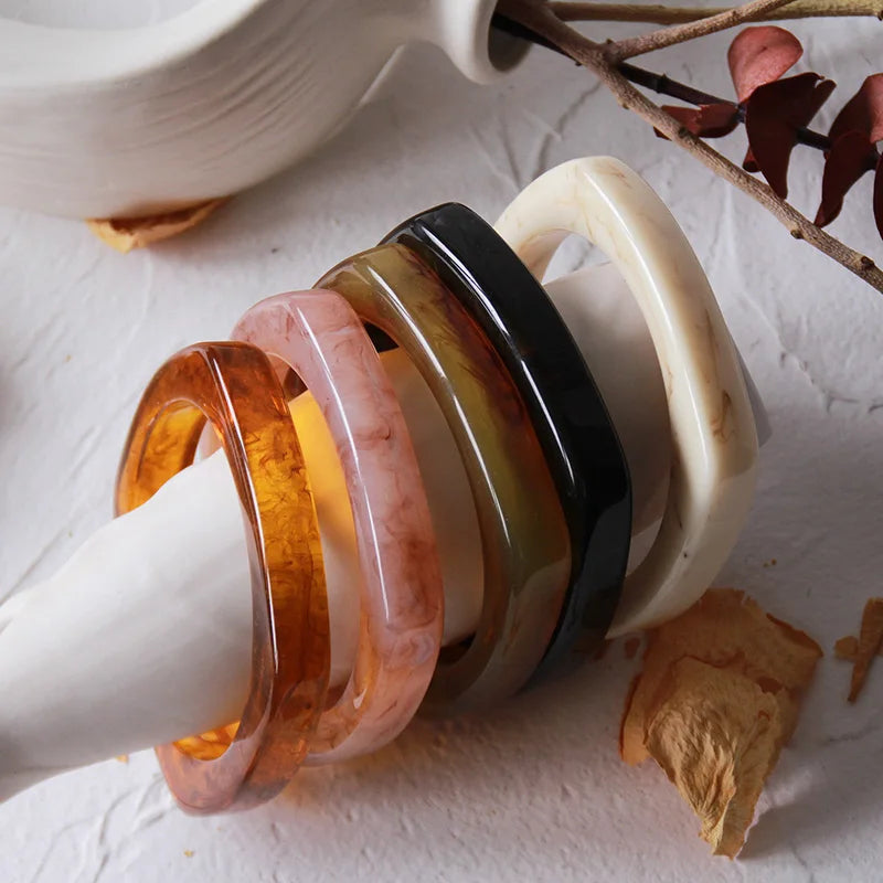 Geometric Resin Bracelet Morandi Acrylic Square Bangle Bracelet