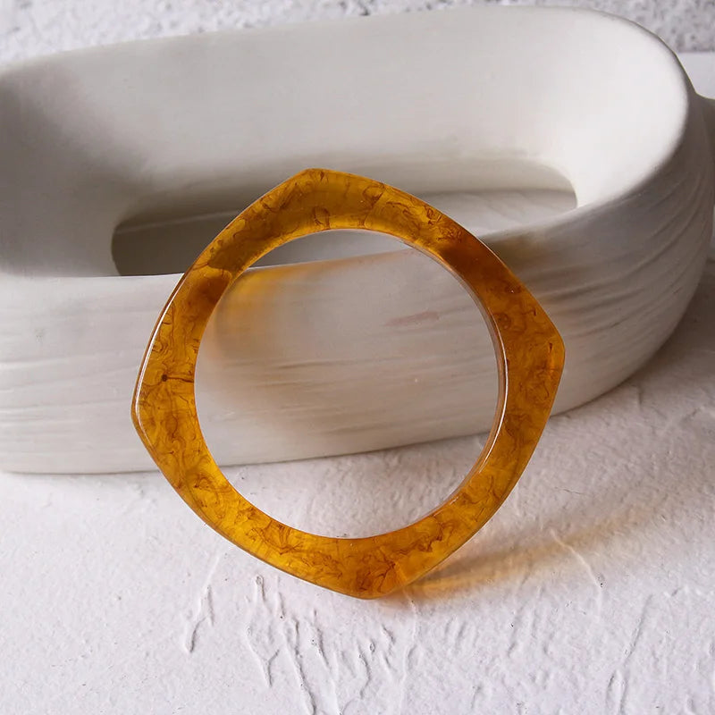 Geometric Resin Bracelet Morandi Acrylic Square Bangle Bracelet