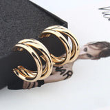 Geometric Round Hoop Clip on Earrings for Women Non Pierced Round Ear Clips
