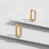 Square CZ Hoop Earrings Small Crystal Ear Buckle Jewelry
