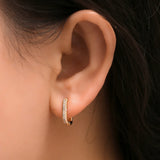 Square CZ Hoop Earrings Small Crystal Ear Buckle Jewelry