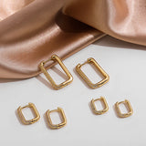 Square CZ Hoop Earrings Small Crystal Ear Buckle Jewelry