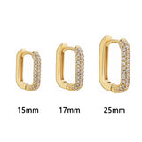 Square CZ Hoop Earrings Small Crystal Ear Buckle Jewelry