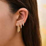 Square CZ Hoop Earrings Small Crystal Ear Buckle Jewelry