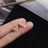 Geometric Triangle Stud Earrings Silver Zircon V Shape Earring Women Jewelry