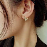 Geometric Triangle Stud Earrings Silver Zircon V Shape Earring Women Jewelry