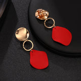 Geometric Clip Earring Vintage Red Green Irregular Jewelry