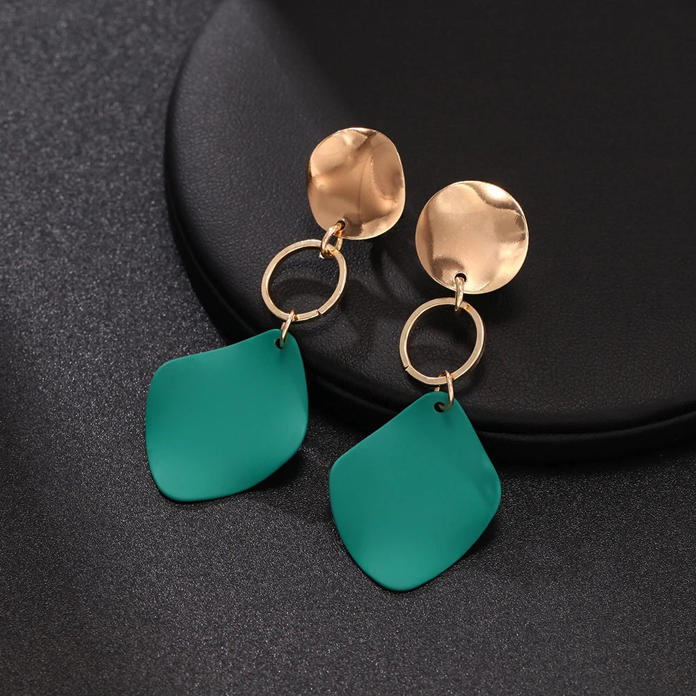 Geometric Clip Earring Vintage Red Green Irregular Jewelry