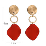Geometric Clip Earring Vintage Red Green Irregular Jewelry