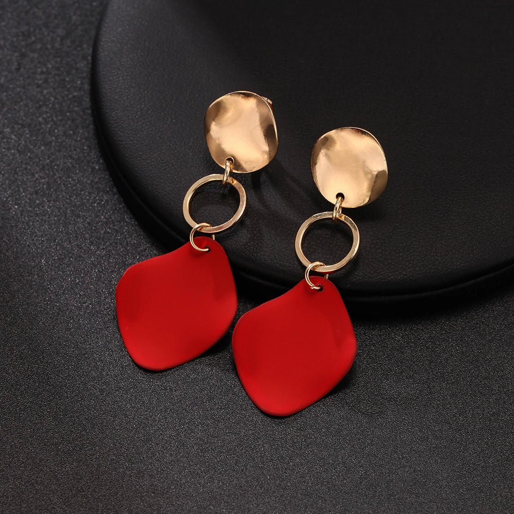 Geometric Clip Earring Vintage Red Green Irregular Jewelry