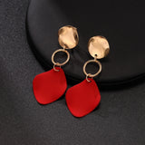 Geometric Clip Earring Vintage Red Green Irregular Jewelry