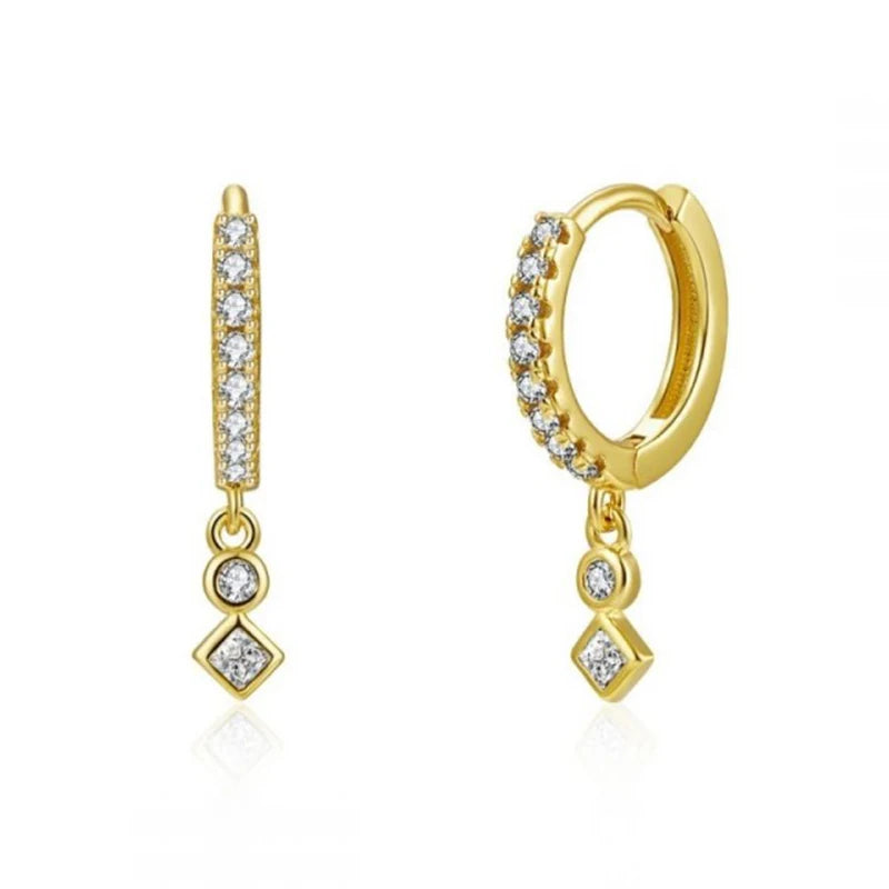 Round Zircon Pendant Earrings 925 Silver Needle Women Party Jewelry