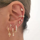 Round Zircon Pendant Earrings 925 Silver Needle Women Party Jewelry