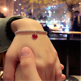 Love Enamel Red Heart Green Beads Bracelet