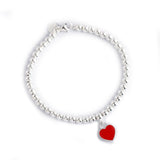 Love Enamel Red Heart Green Beads Bracelet