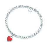 Love Enamel Red Heart Green Beads Bracelet