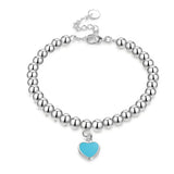 Love Enamel Red Heart Green Beads Bracelet