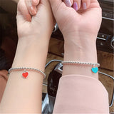 Love Enamel Red Heart Green Beads Bracelet