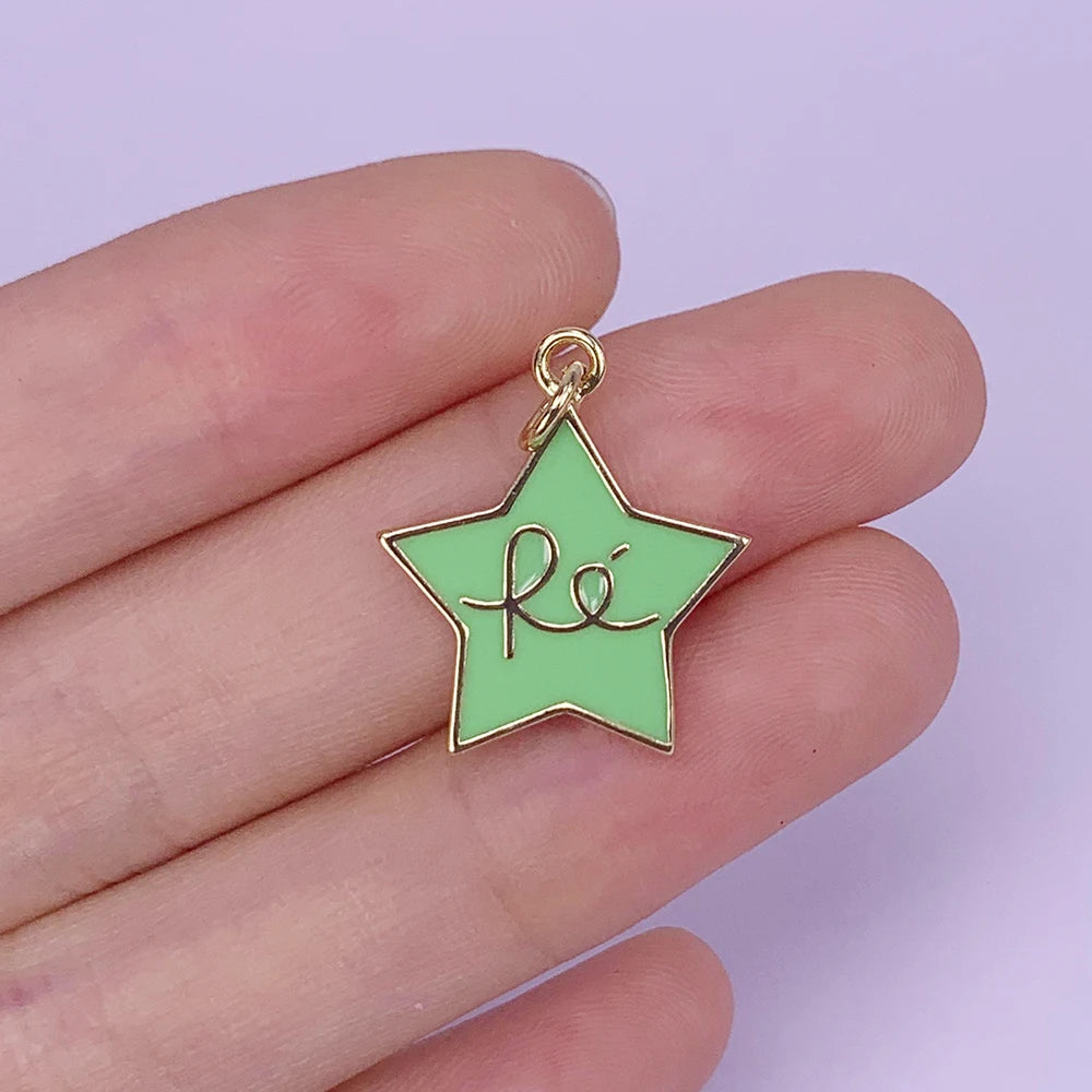 Enamelled Pentagram Fe Letter Necklace Pendant Men's Women's Accessories