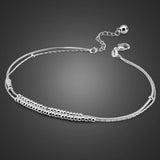 Girl Bell Anklets 925 Sterling Silver Women Bracelet Double Chain Foot Jewelry