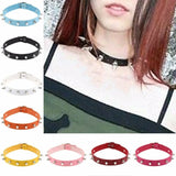 Punk Gothic Spiked Leather Choker Collar Necklace