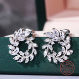 925 Silver Leaf Earrings For Women Wedding Jewelry With Stamp Gift