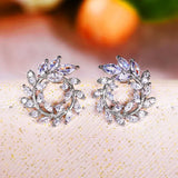 925 Silver Leaf Earrings For Women Wedding Jewelry With Stamp Gift