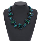 Glass Crystal Gem Statement Choker Necklace Indian Large Collar Bib Necklace
