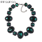 Glass Crystal Gem Statement Choker Necklace Indian Large Collar Bib Necklace