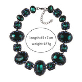 Glass Crystal Gem Statement Choker Necklace Indian Large Collar Bib Necklace