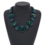 Glass Crystal Gem Statement Choker Necklace Indian Large Collar Bib Necklace