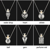 Glaze Vial Necklace Water Drop Pendant Heart Shape Essential Oil Pendant
