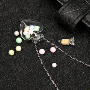 Glaze Vial Necklace Water Drop Pendant Heart Shape Essential Oil Pendant