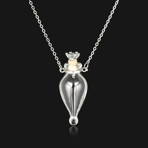 Glaze Vial Necklace Water Drop Pendant Heart Shape Essential Oil Pendant