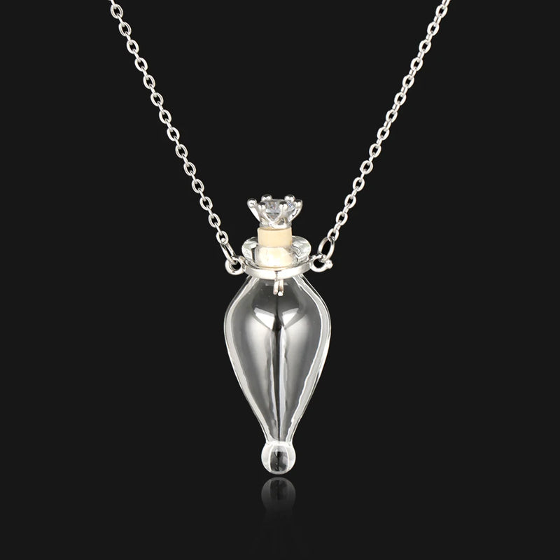 Glaze Vial Necklace Water Drop Pendant Heart Shape Essential Oil Pendant