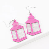 Glitter Kerosene Lamp Acrylic Earrings - Christmas Jewelry