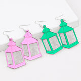 Glitter Kerosene Lamp Acrylic Earrings - Christmas Jewelry