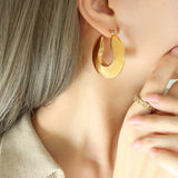 Glossy Stainless Steel Chunky Hoop Earrings for Women