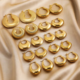Glossy Stainless Steel Chunky Hoop Earrings for Women