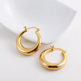 Glossy Stainless Steel Chunky Hoop Earrings for Women