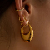 Glossy Stainless Steel Chunky Hoop Earrings for Women