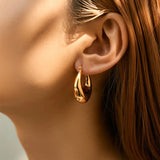 Glossy Stainless Steel Chunky Hoop Earrings for Women